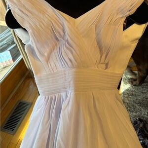 Others Follow One-Shoulder Light Lavender Pleated Waist Dress